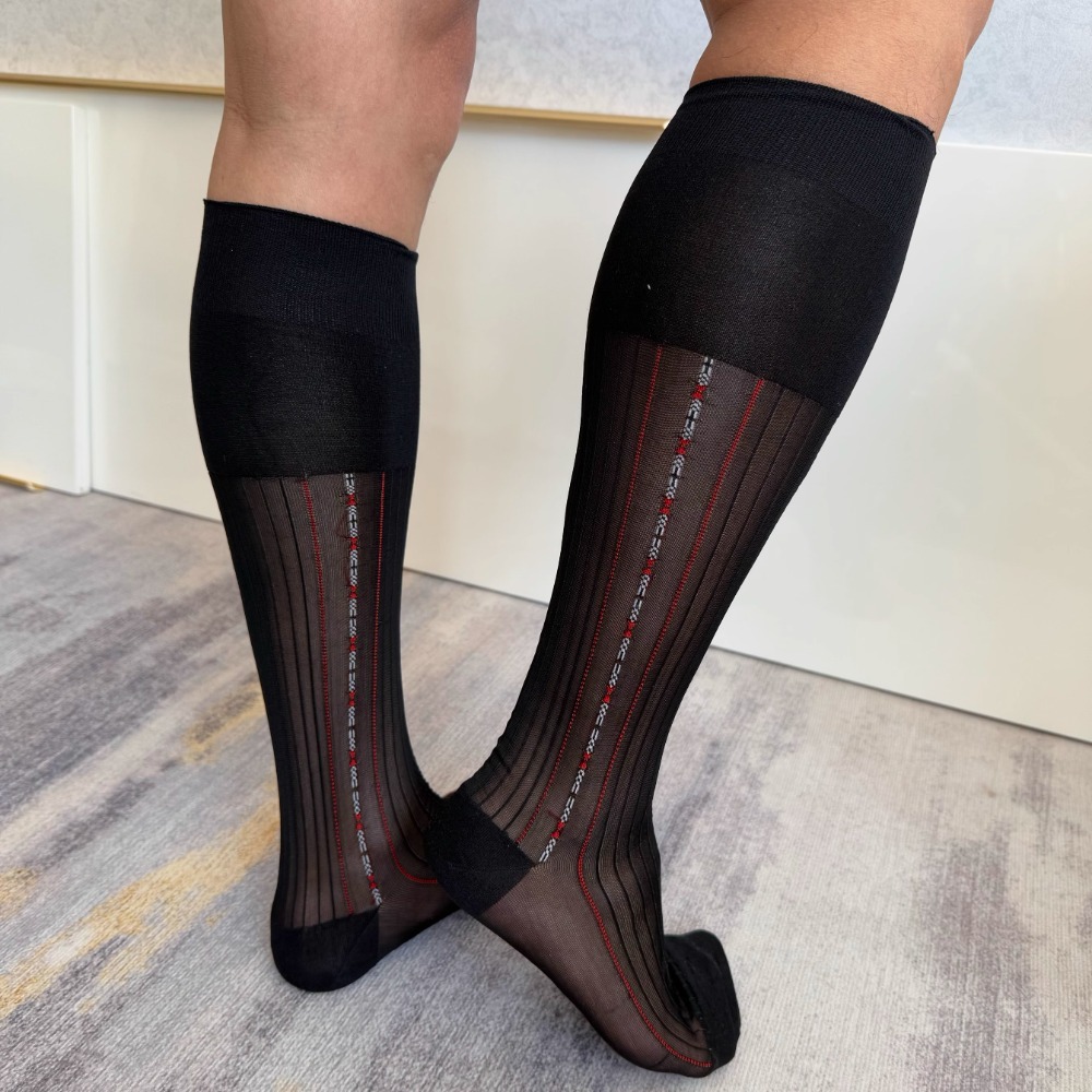 Men Formal Wear Brands - Mans Long Socks Brand See-through Sheer