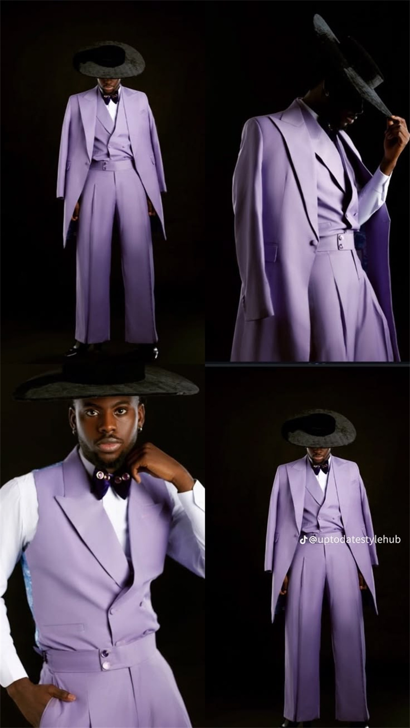 Purple Men Suit Set 3 Piece Lo - Men Formal Wear Purple recension och pris