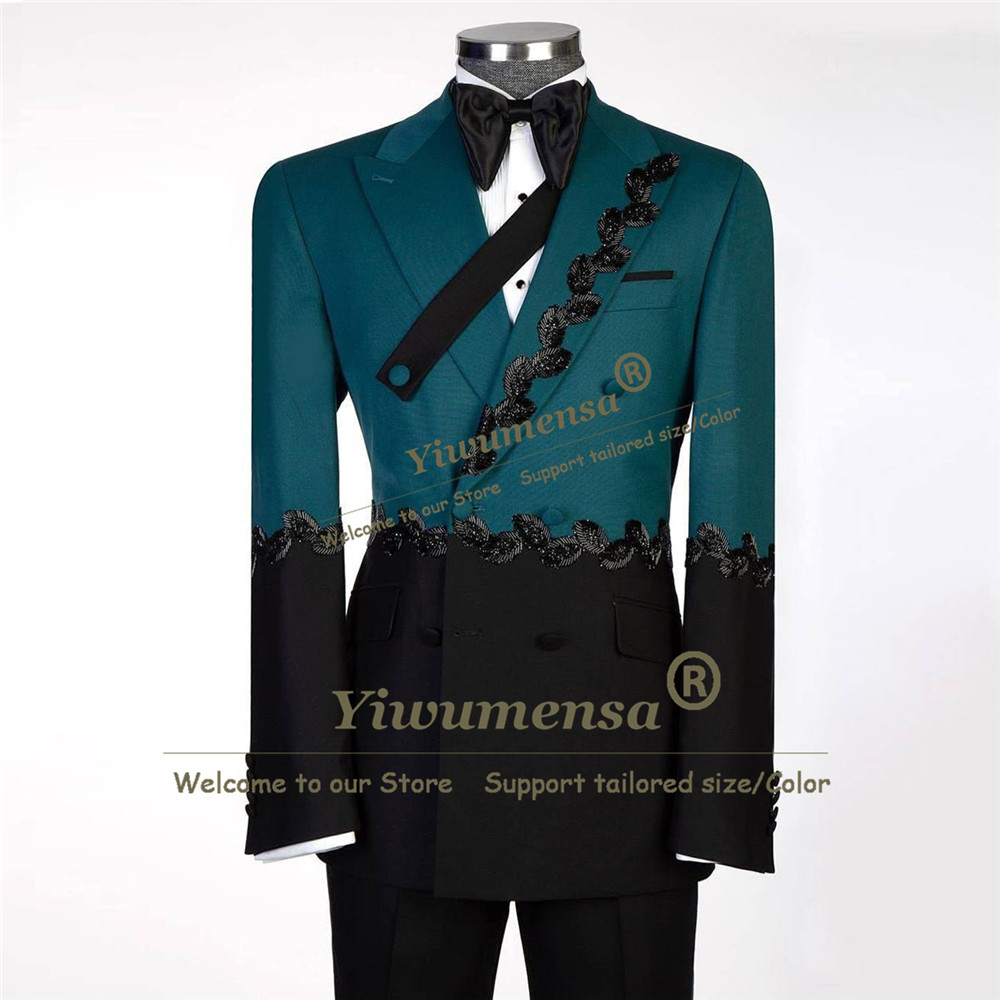 Unique Design Suits Men Splice - Formal Wear For Men Black Suit recension och pris