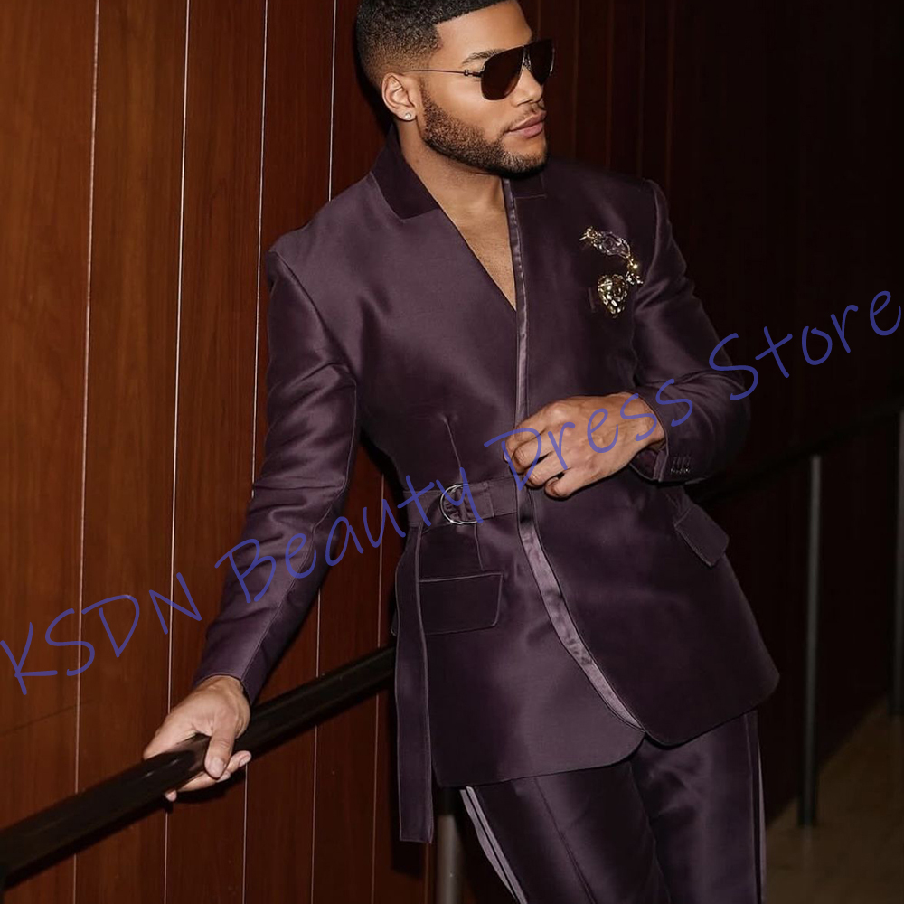 Elegant Purple Satin Men’s Sui - Men Formal Wear Purple recension och pris