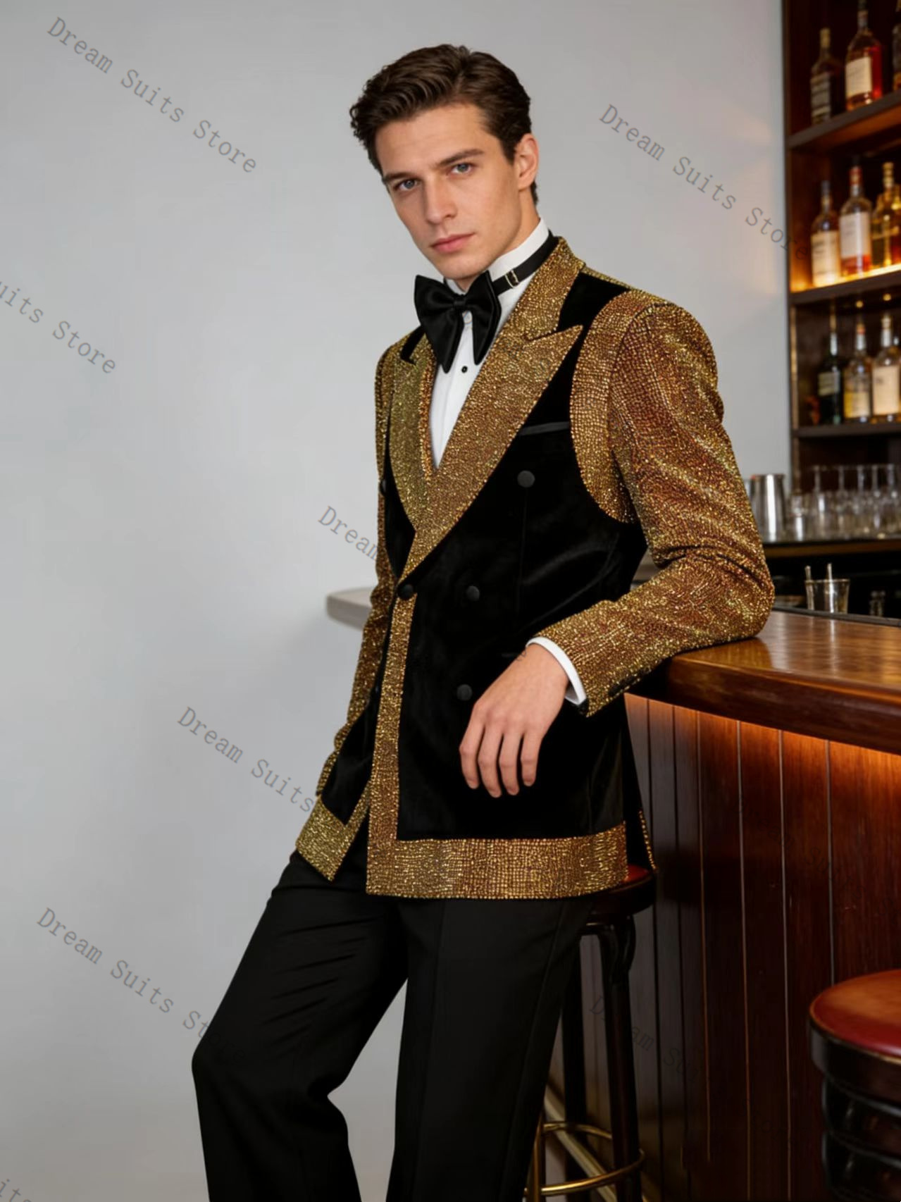 Golden Crystals Men Suit Set 2 - Formal Wear For Men Black Suit recension och pris