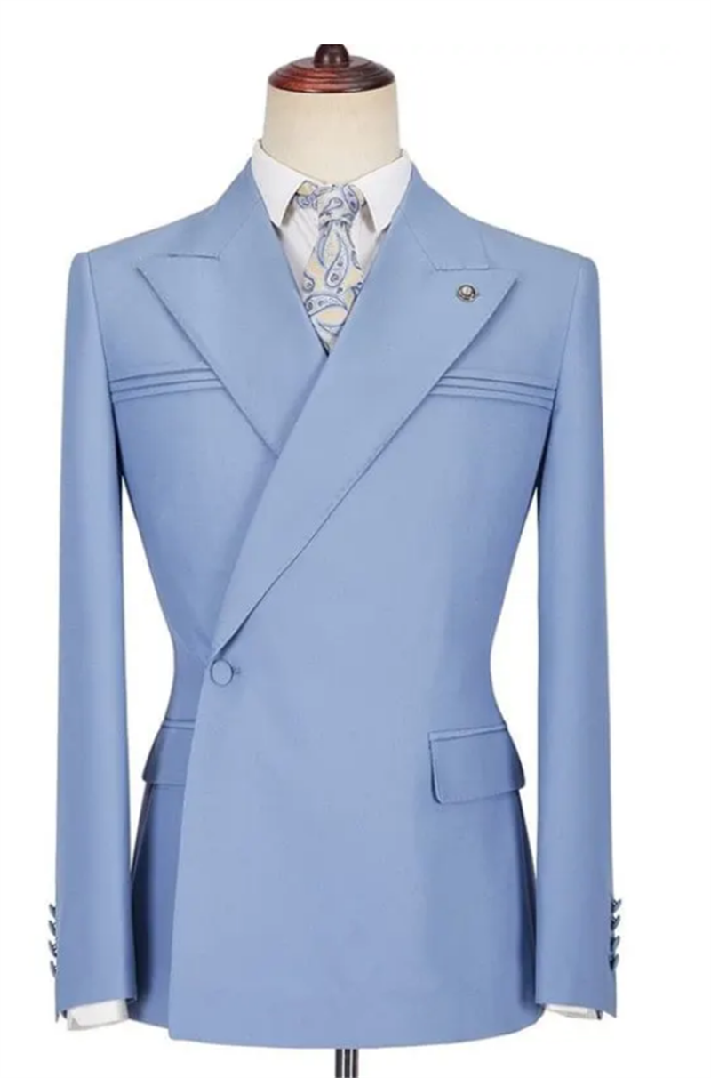 Blue Autumn Men Suit Set 2 Pcs - Men Formal Wear Purple recension och pris