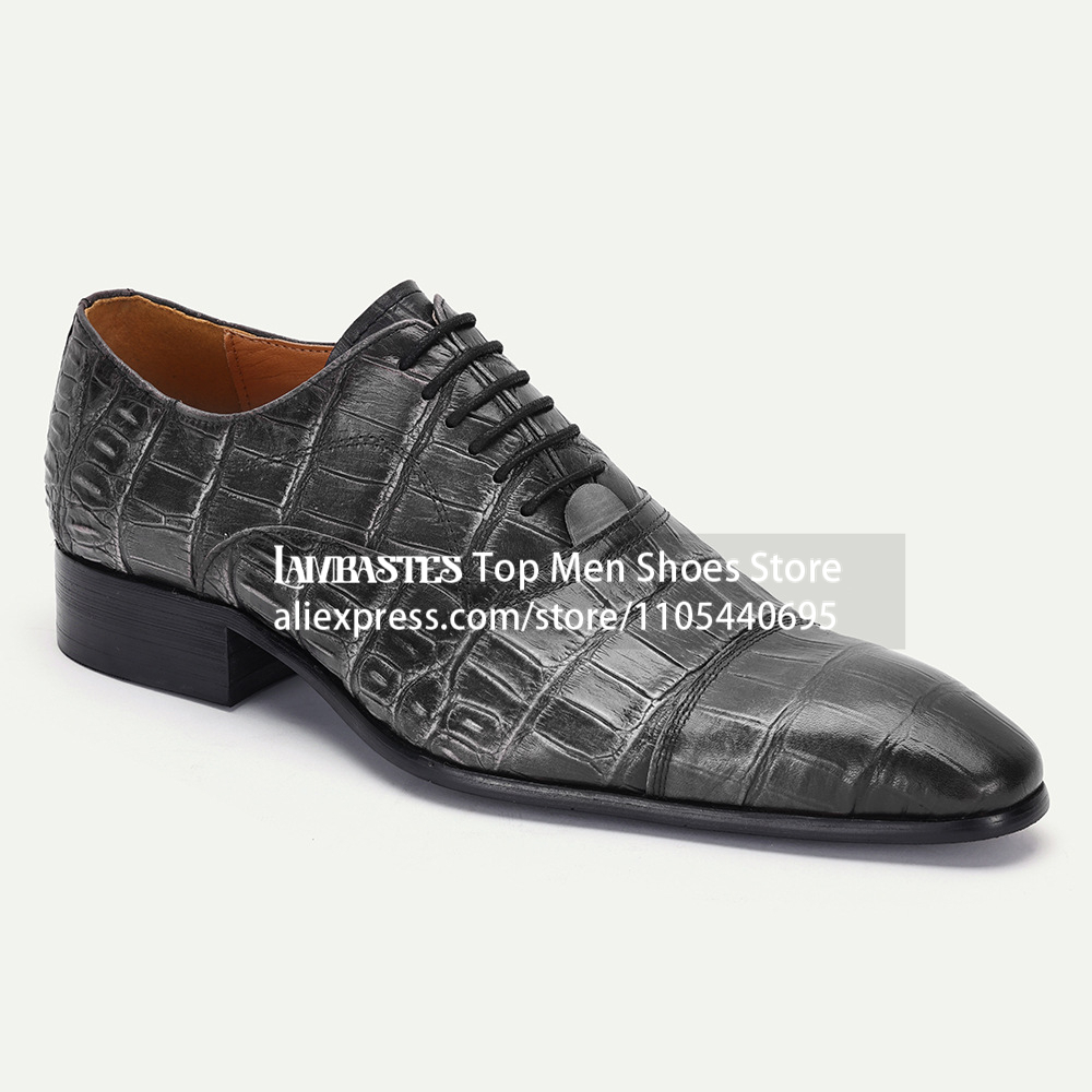 Black Crocodile Print Lace Up  - Scale - Men Formals & Ethnic Wear recension och pris