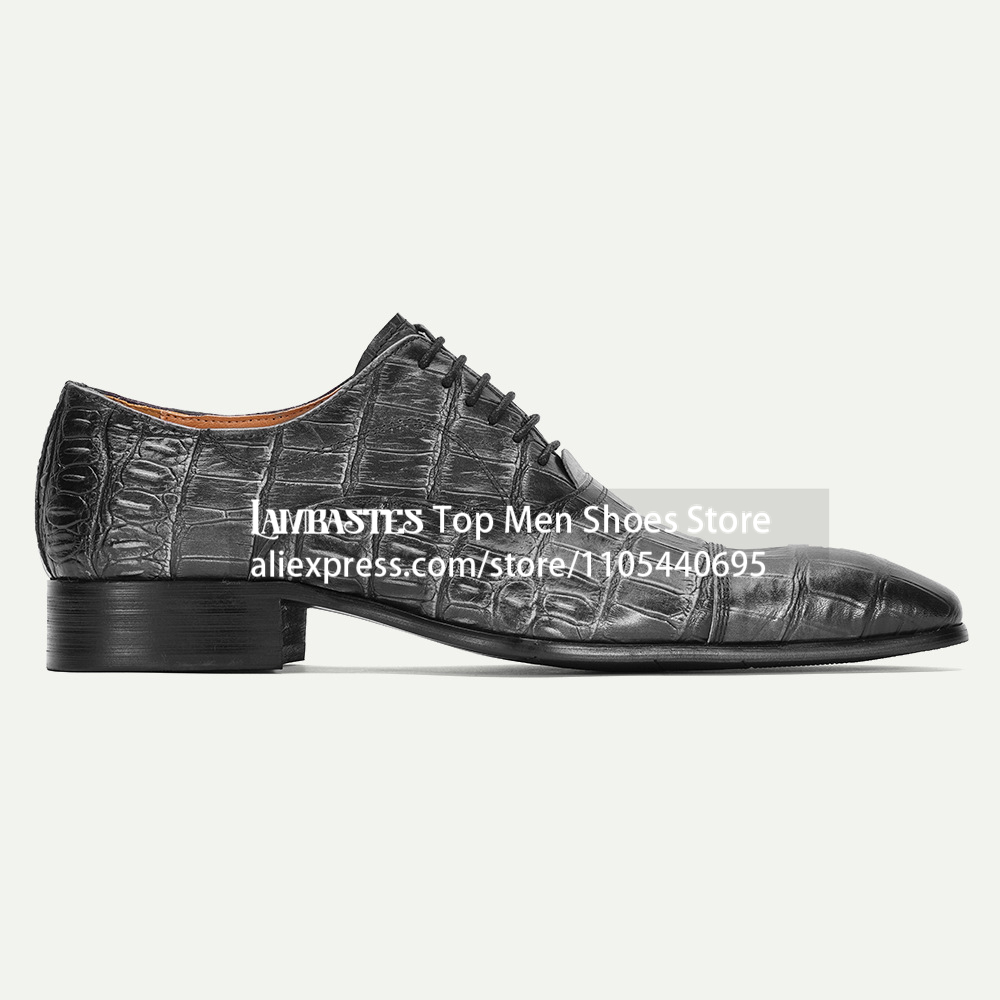 Black Crocodile Print Lace Up  - Scale - Men Formals & Ethnic Wear recension och pris