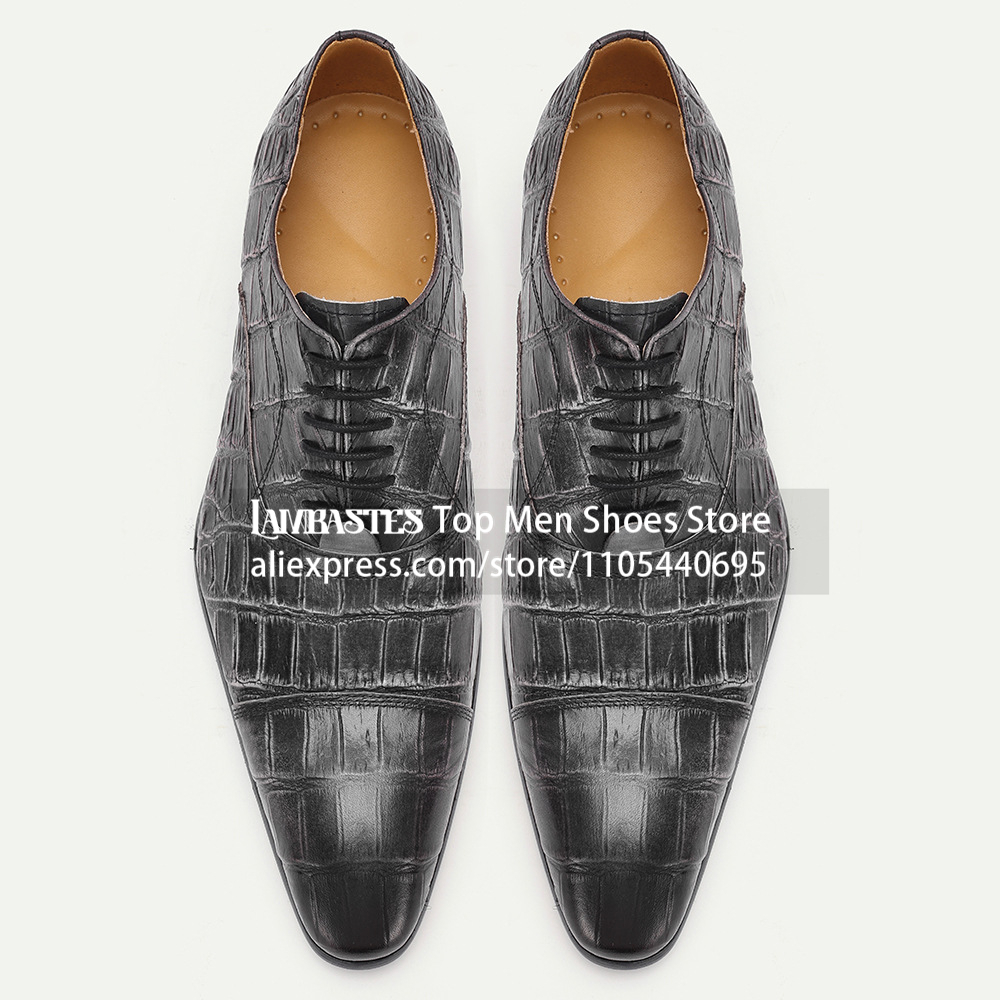 Black Crocodile Print Lace Up  - Scale - Men Formals & Ethnic Wear recension och pris