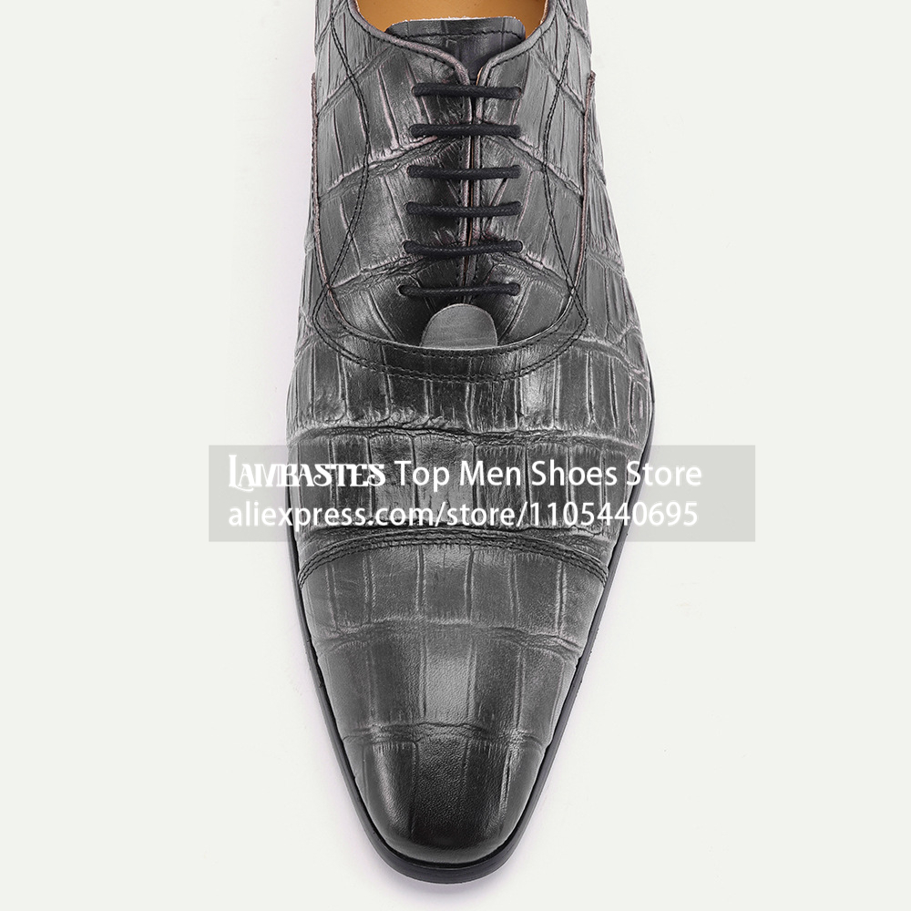Black Crocodile Print Lace Up  - Scale - Men Formals & Ethnic Wear recension och pris